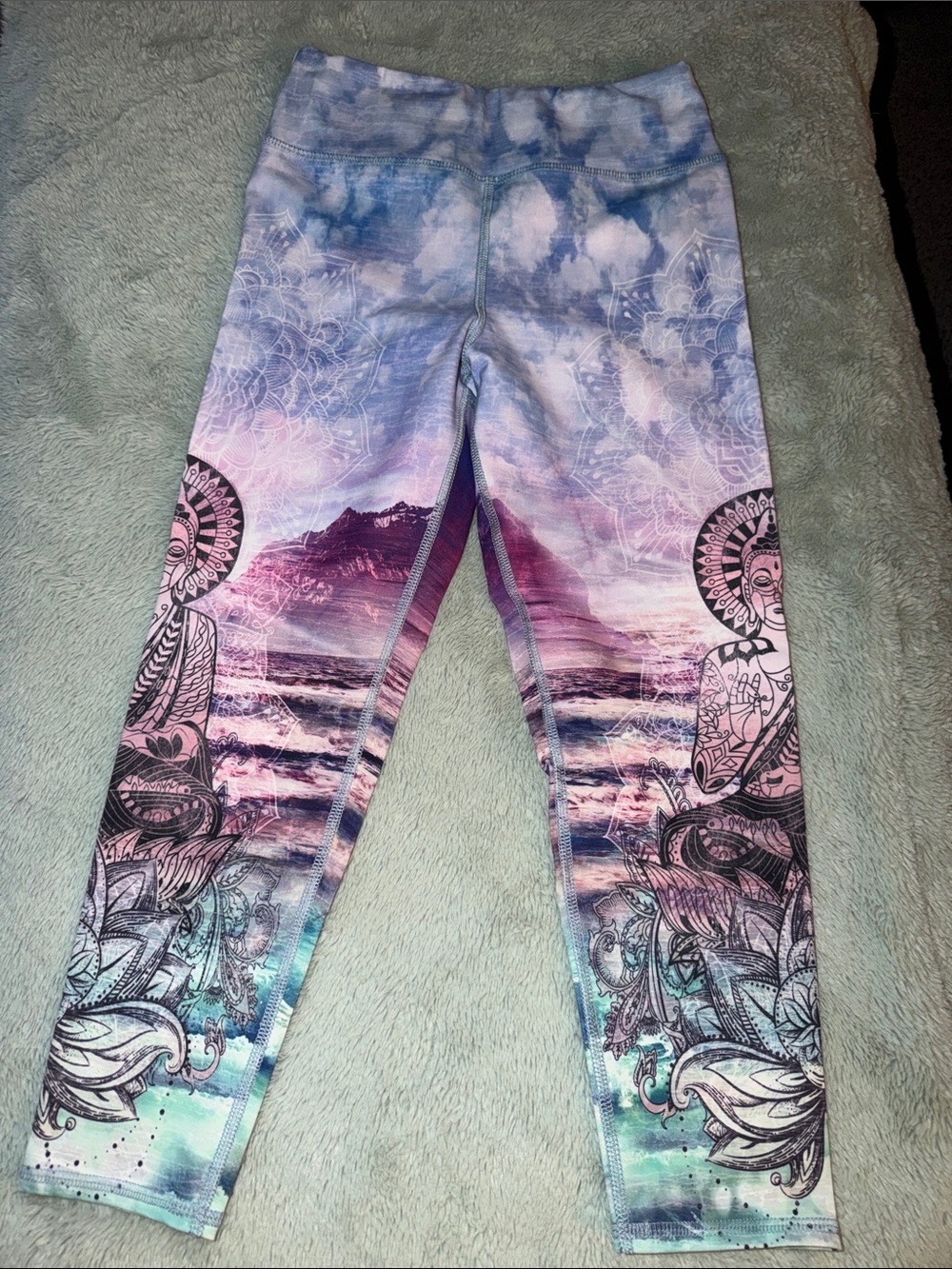 Purple Pink Blue Ombre Yoga Capri Leggings